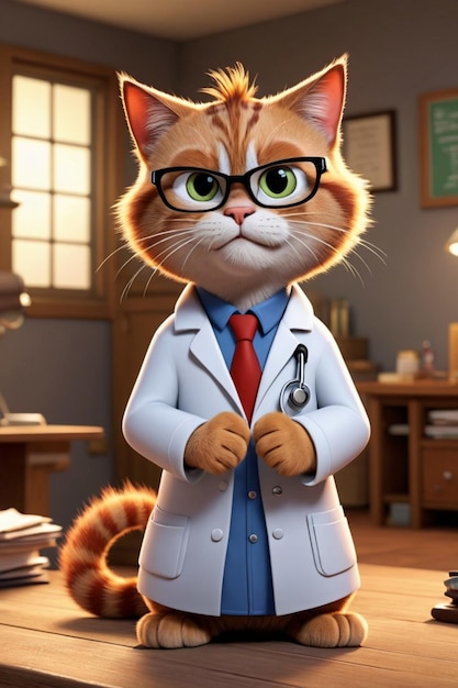 cat doctor cartoon