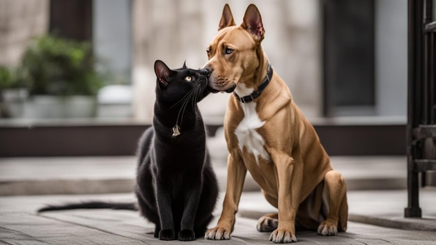 猫と犬の絆キスバレンタインの概念図