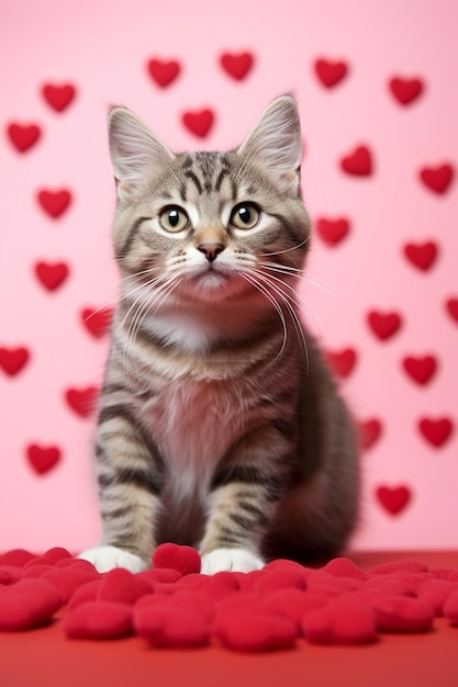 Cat dressed in valentines day costume