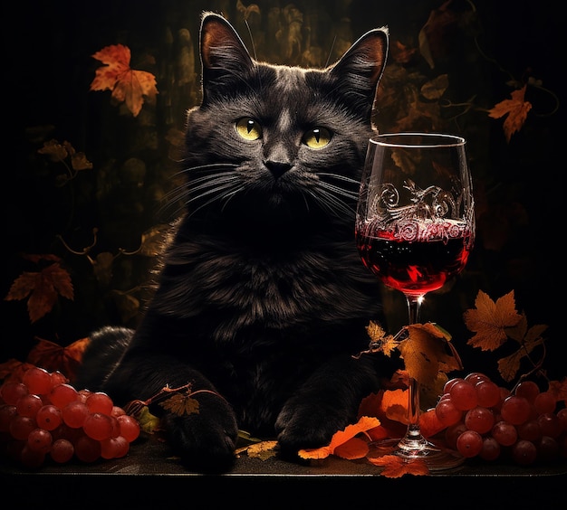 a cat drinking wine on top of the head