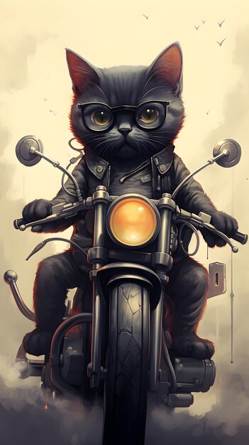 Cat driving a scooter ai generated illustration