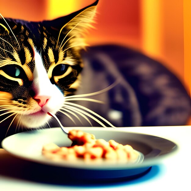 cat eating food