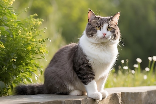 猫が屋外を楽しんでいる