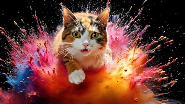 Cat exploding sand Generative AI