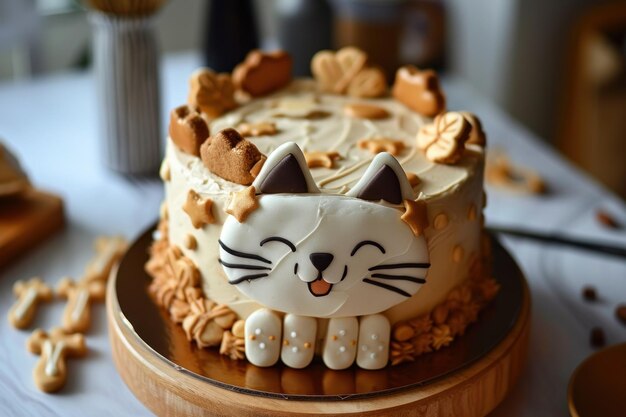 猫の顔のケーキ