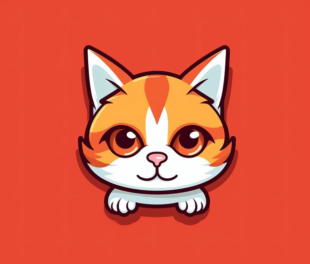 Cat face on a red background, vector art illustration