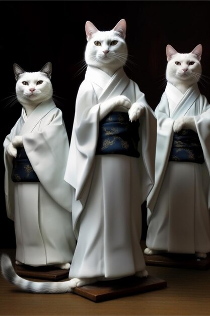 Foto una statuina di gatto con sopra un kimono giapponese