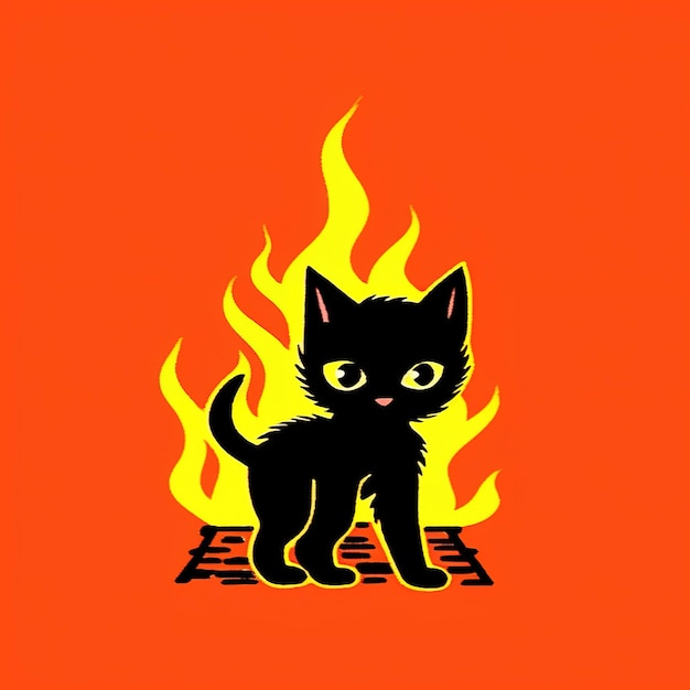 Cat on fire Angry catr meme pop art firey cat design AI generative