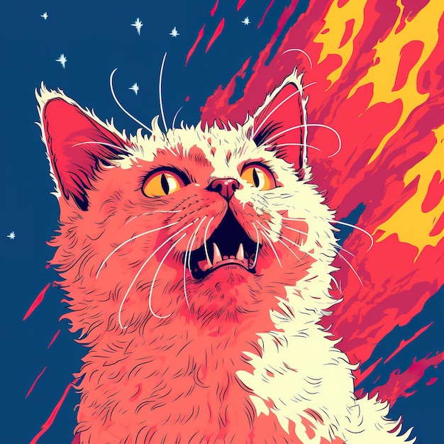 Premium AI Image  Cat on fire Angry catr meme pop art firey cat