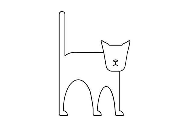 Cat flat icon Halloween minimalistische lijn symbool zwarte omtrek teken artwork