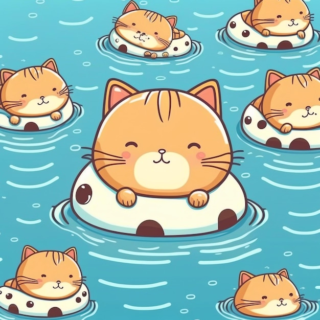 Cat on a float in the water