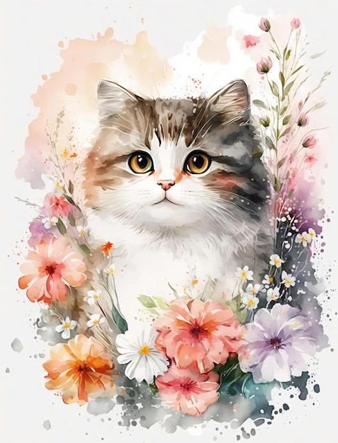 A cat in a flower garden