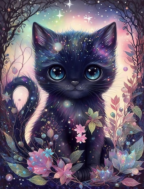 The cat in the flowers