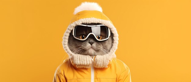 cat funny cat smile cat kitten copy space nature winter cat cute cat winter ski skiing wi