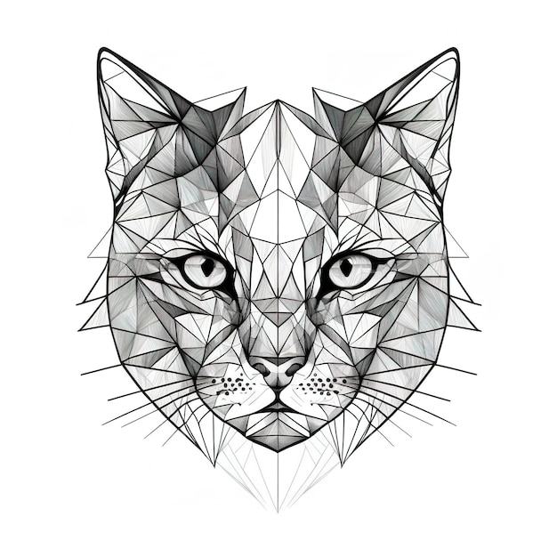 Cat gestileerde driehoekige veelhoekige model Contour voor tatoeage logo embleem en ontwerp element