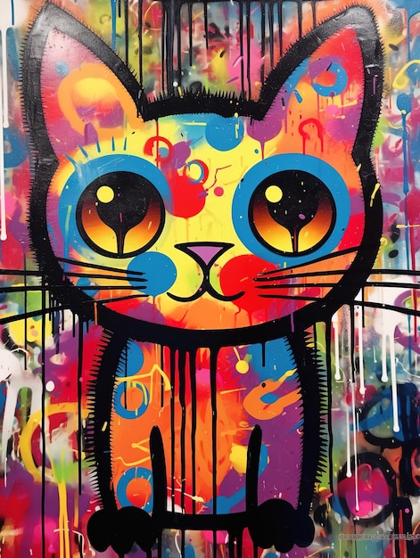 Cat graffiti street pop art