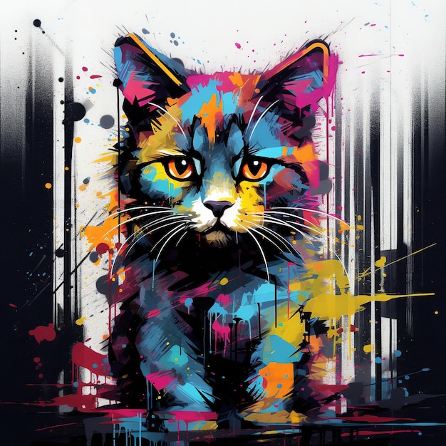 Photo cat graffiti street pop art