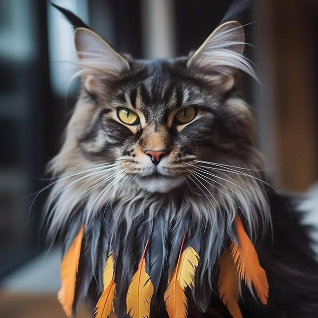 Cat in halloween witch costume ai generated