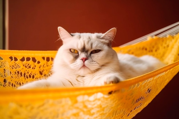 A cat in a hammock with the word cat on the front