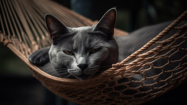 A cat in a hammock with the word cat on it