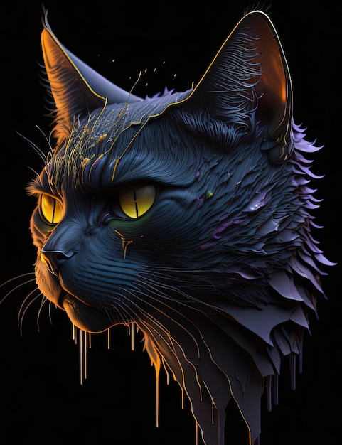 cat head in watercolor style 3d render