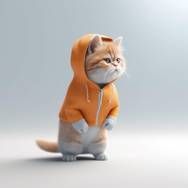 a cat in a hoodie that is wearing a hoodie