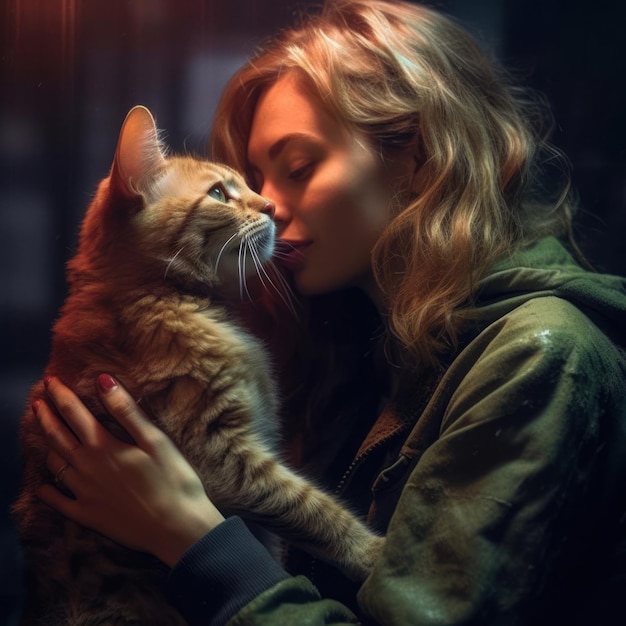 Photo cat and human love story