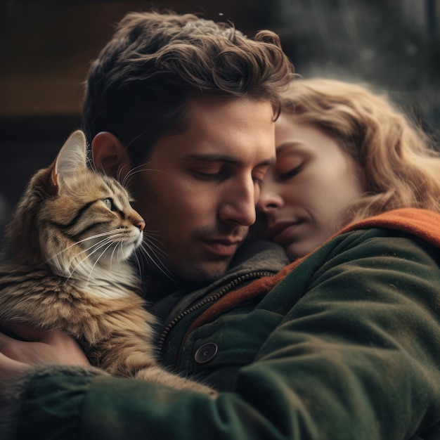 Photo cat and human love story