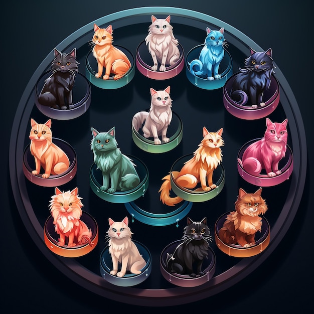 Foto collage di icone di gatti