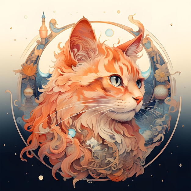 cat illustration desing animal