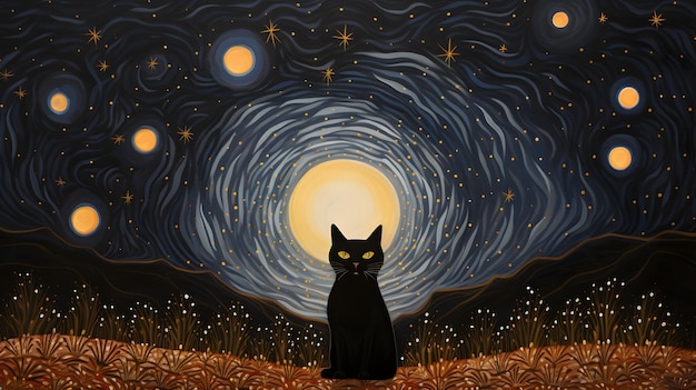 cat illustration painting