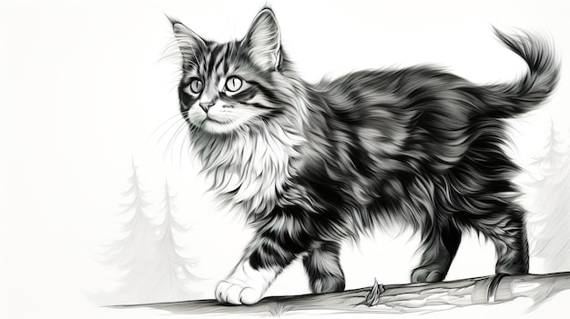 Cat illustration on white