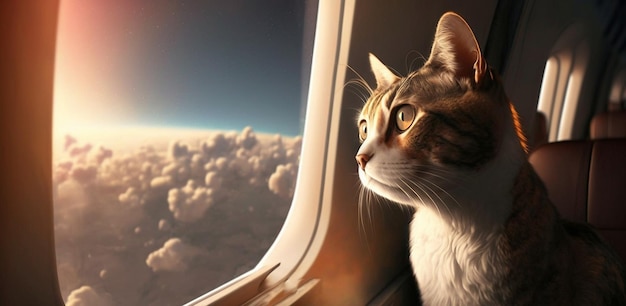 The cat is flying on a plane Generative AI