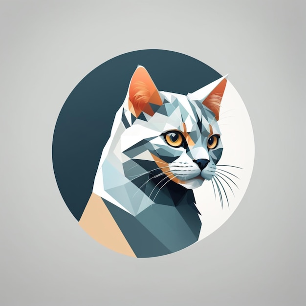 A cat is portrayed in a low polygonal style