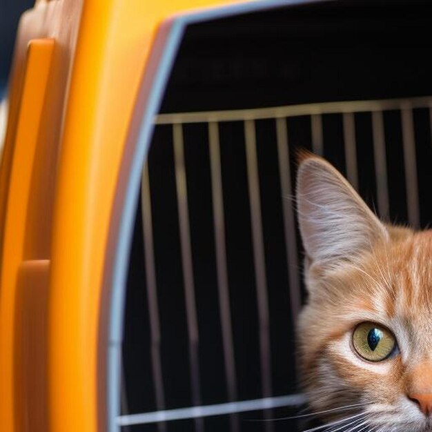 The cat is sitting in an animal carrier pet transportation of animals article about animal