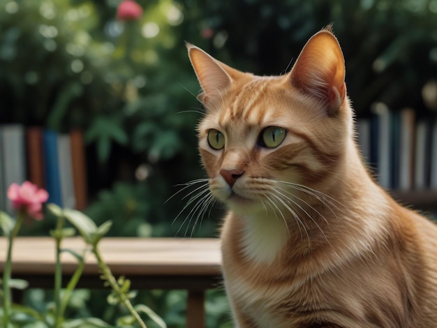 a cat is sitting in the grass and looking at the camera