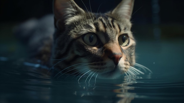 A cat is swimming in the water slice perspective Ai generated art