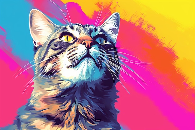 Cat isolated on colorful background