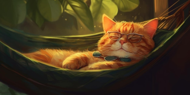 Cat in a jungle with glasses