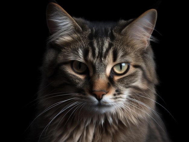 背景に分離された猫キティの顔の肖像画 現実的なデジタル生成写真イラスト