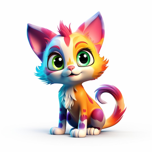 Cat kleurrijke 3D-animatie illustratie