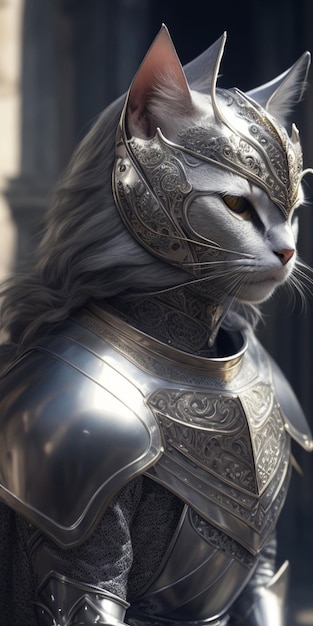 A cat in a knight suit