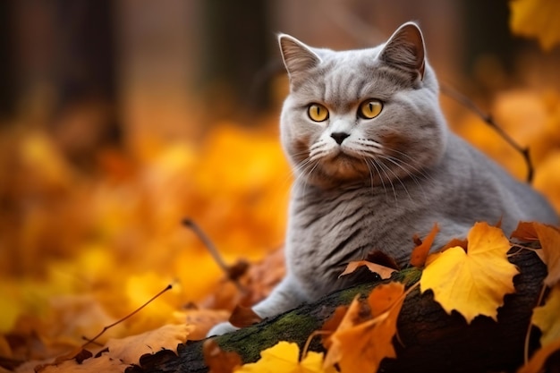 a cat laying in the leaves of a tree