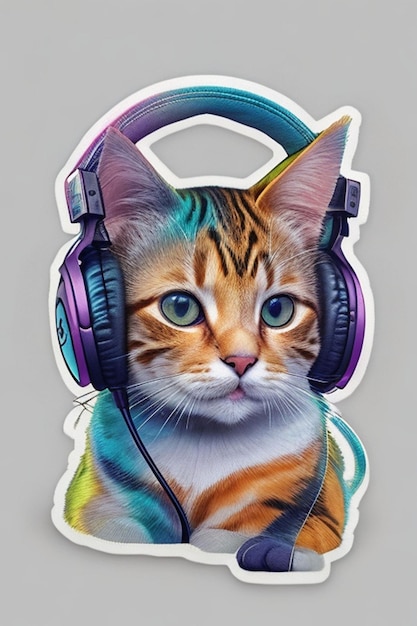 cat listening to music Generative Ai