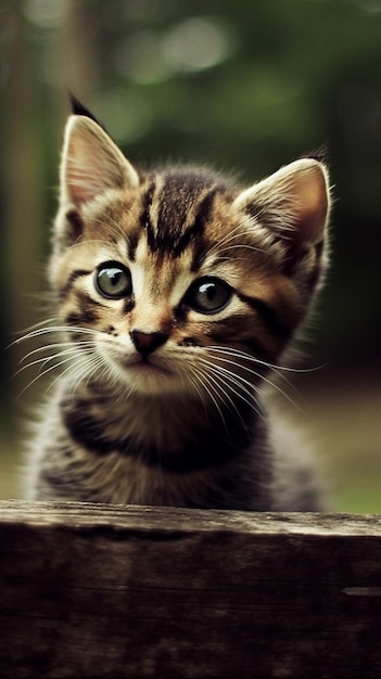 A cat looking over a fence