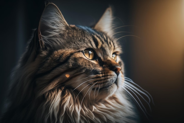 A cat looking at the light