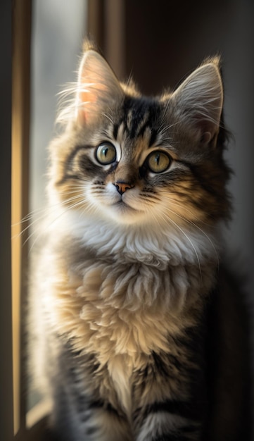 A cat looking out of a window