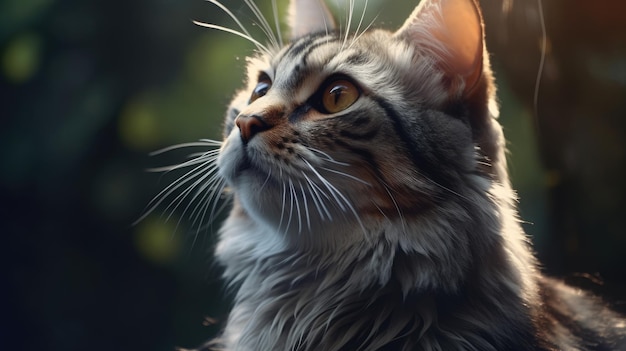 A cat looking up at the sky