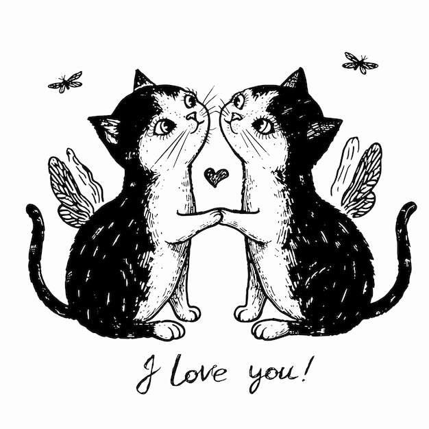 Photo cat love i love you darling sweet charm kiss your heart happy valentines day