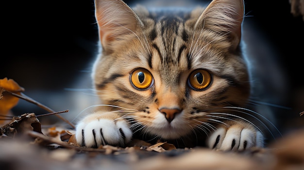 a cat lying on the ground